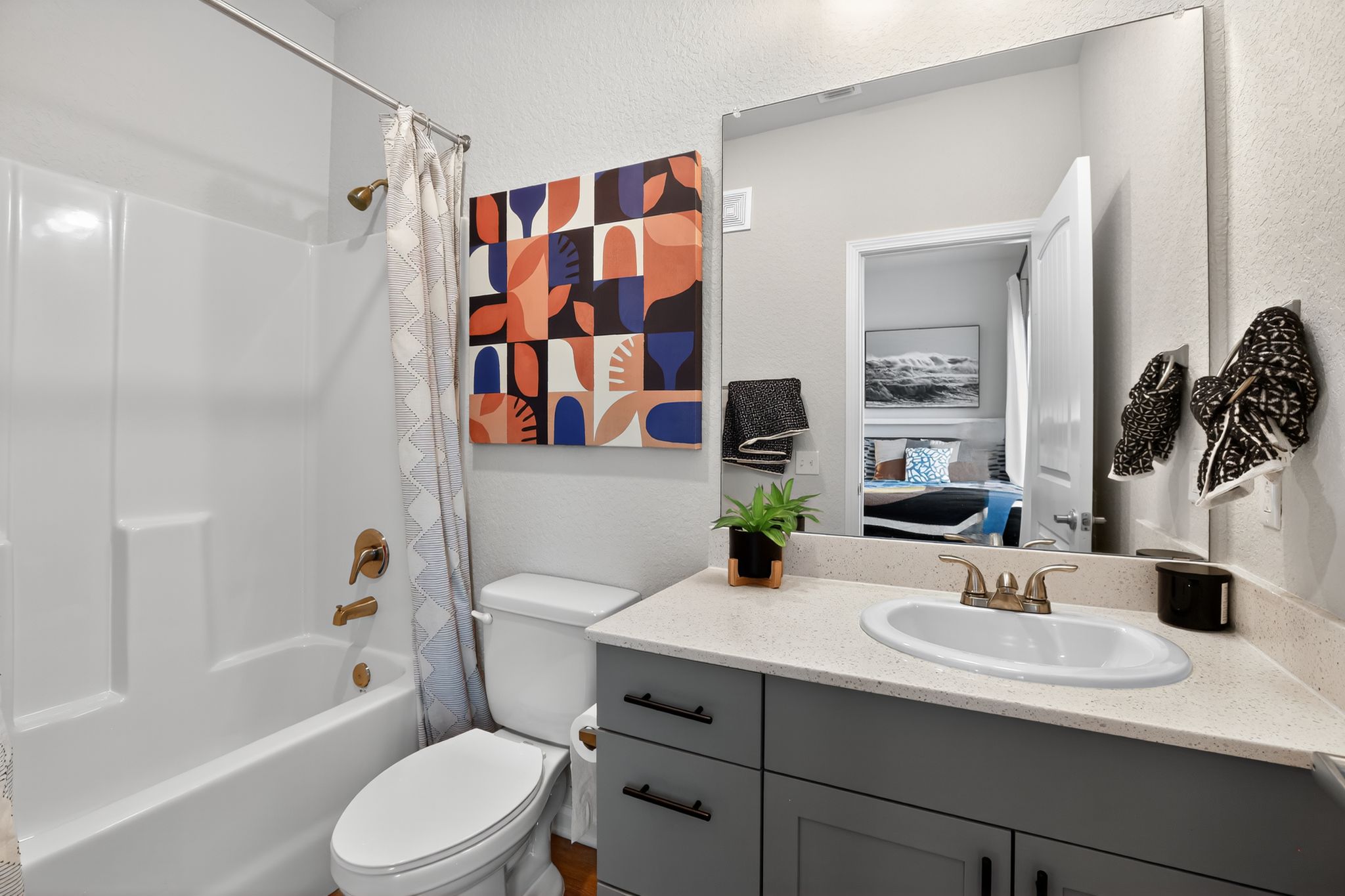 Modern bathroom with artistic decor