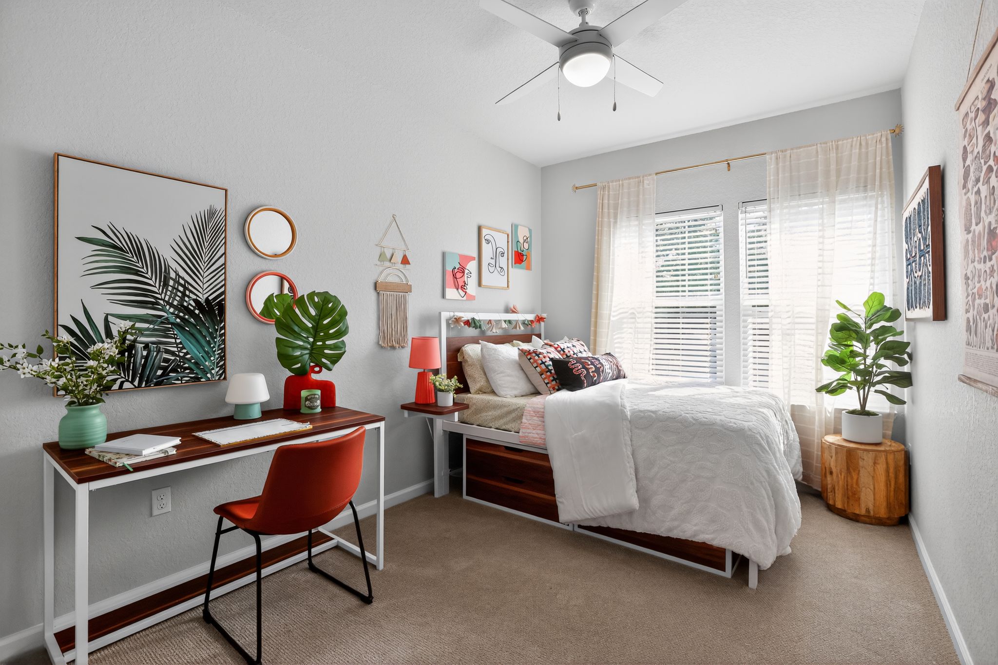 Cozy bedroom with modern decor.